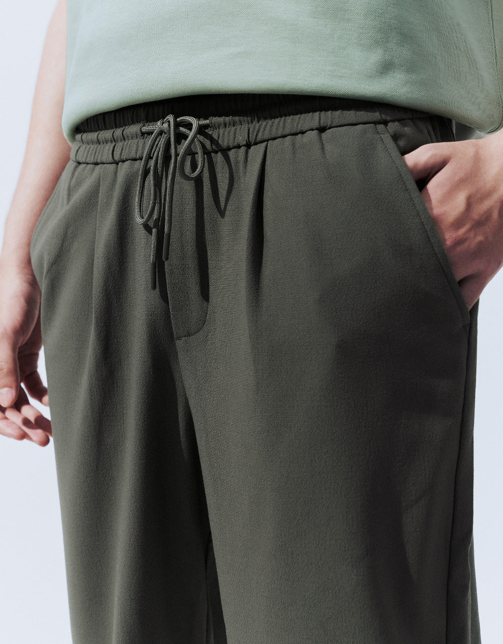 Drawstring Waist Knitted Straight Pants
