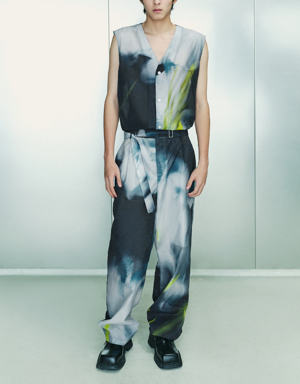 Printed Jumpsuit With Belt