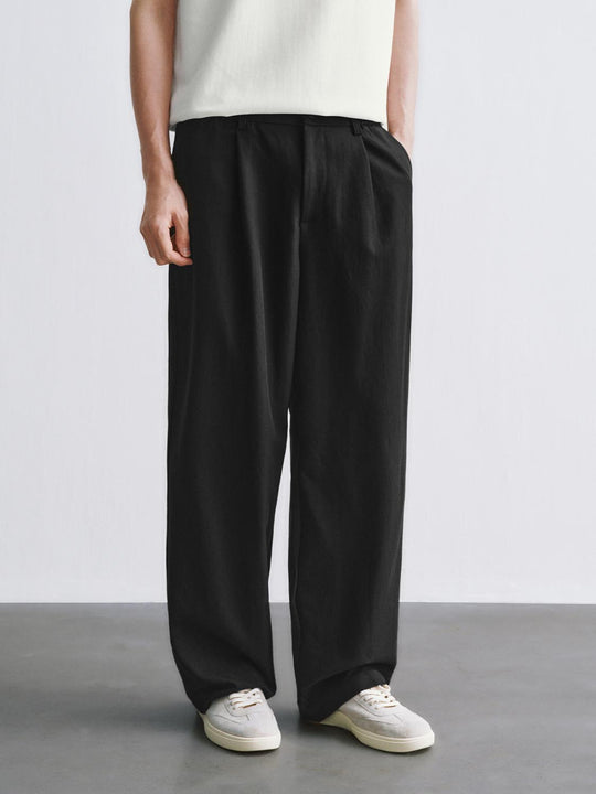 Viscose Non-Stretch Pocketbag Wide-Leg Trousers
