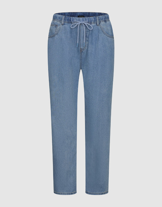 Drawstring Waist Straight Jeans