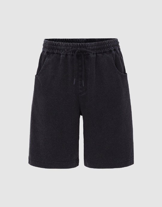 Drawstring Waist Denim Shorts