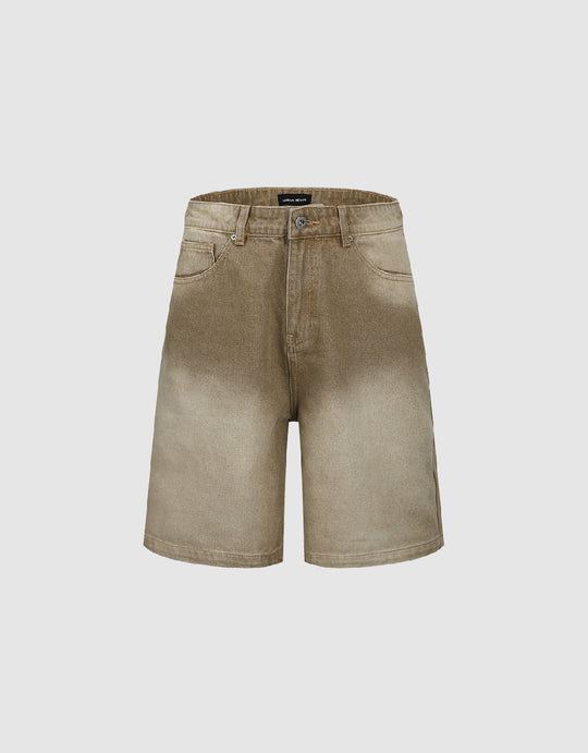 Printed Denim Shorts