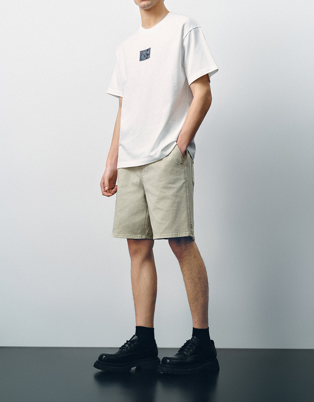 Drawstring Waist Denim Shorts