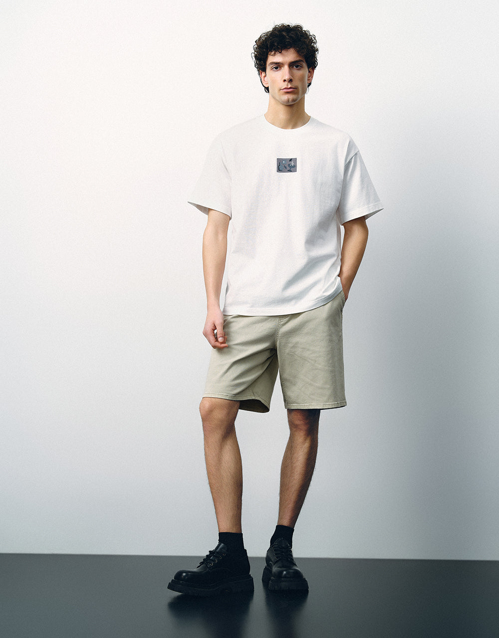 Drawstring Waist Denim Shorts