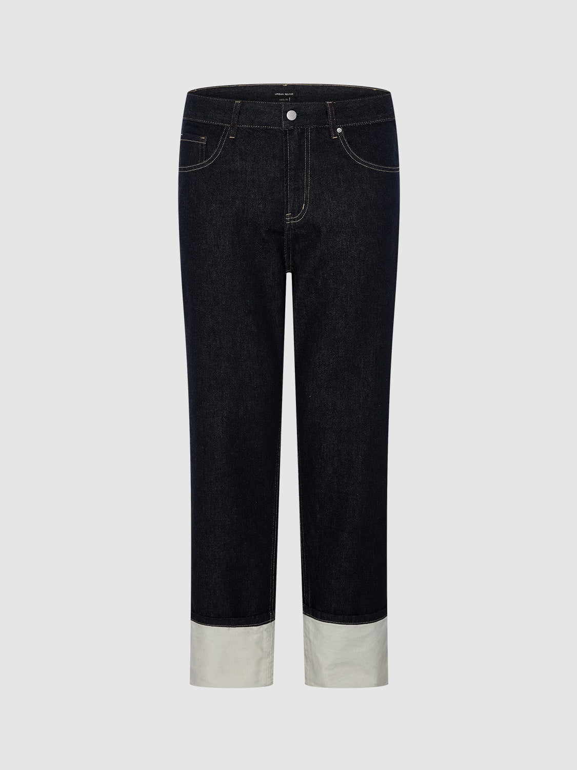 Rolled Up Hem Straight Jeans