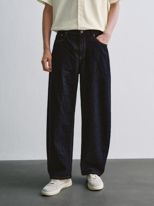 Cotton Linen Textured Weave Wide-Leg Trousers