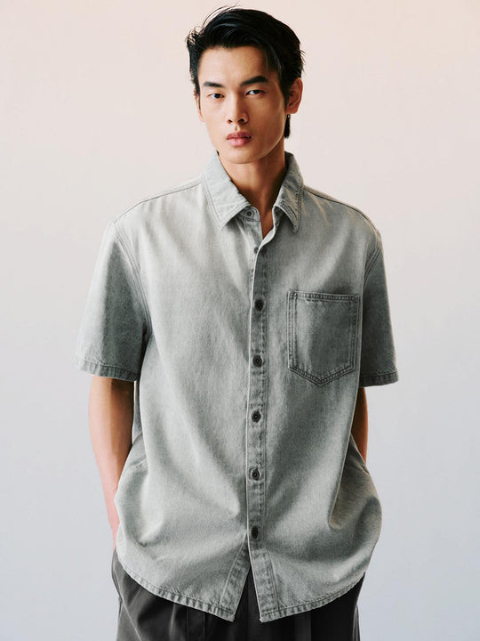 Relaxed Fit Short Sleeve Cotton Lyocell Shirt