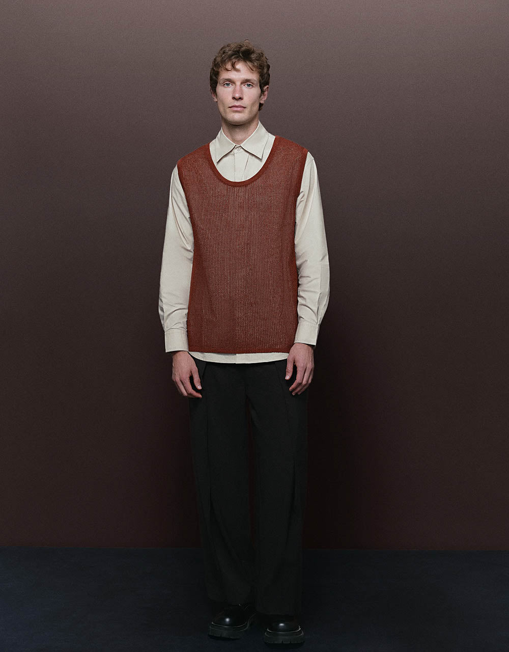 Crew Neck Knitted Vest
