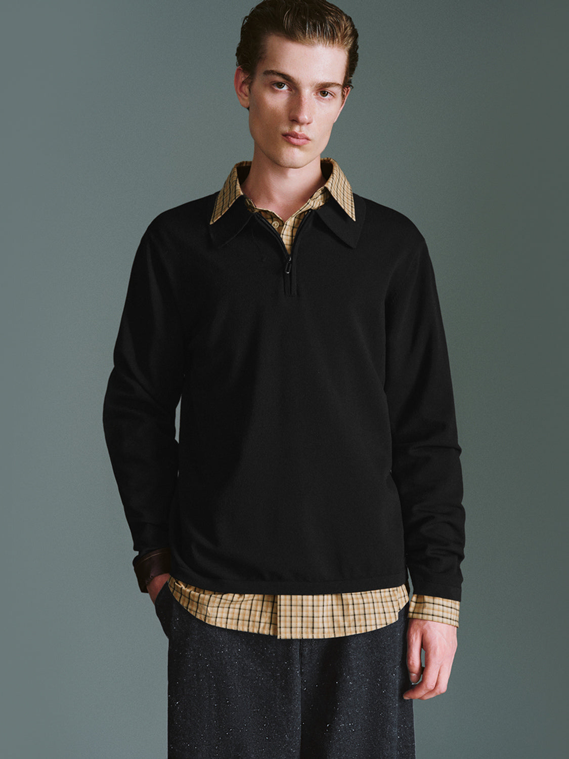 Zip Half Placket Knitted T-Shirts