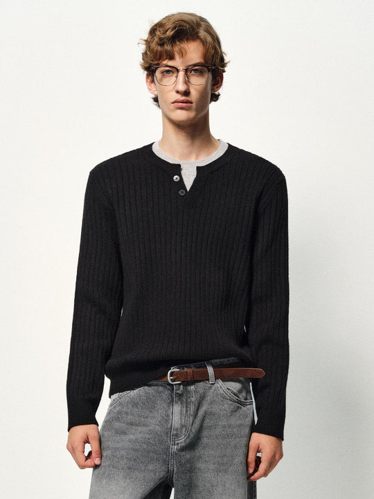 Ribbed Long Sleeve Button Front Sweater