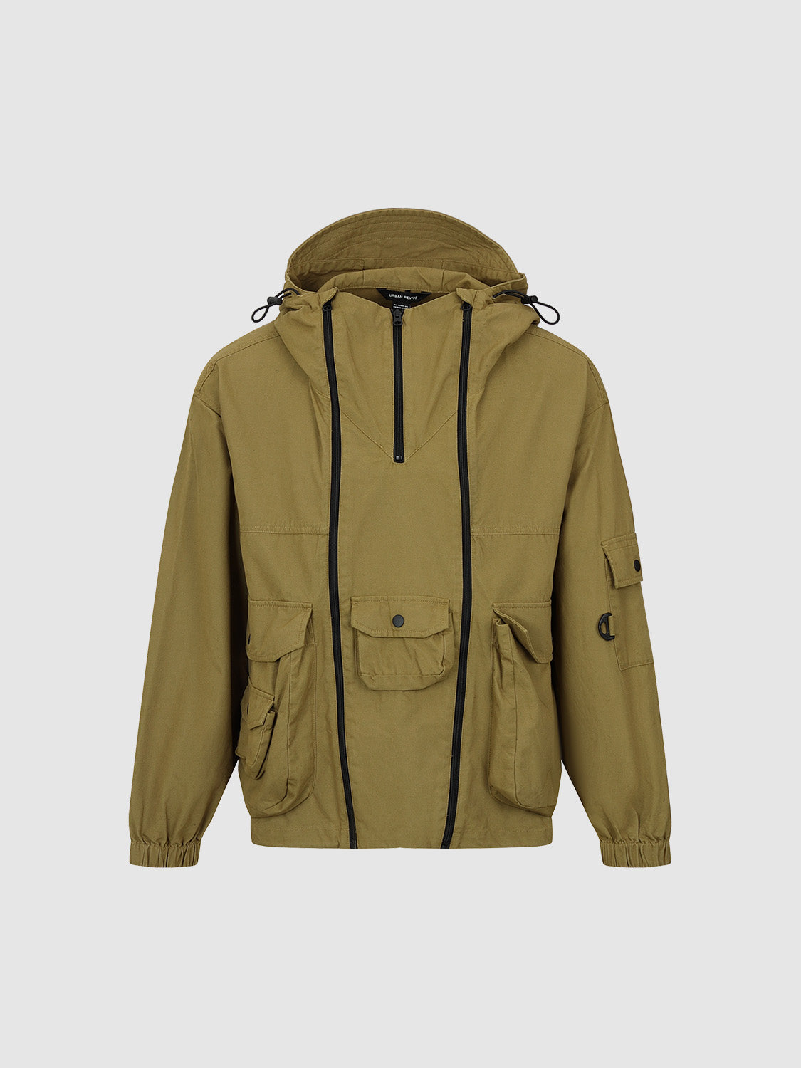 Zip Half Placket Hooded Jacket