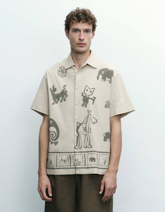 Cartoon Printed Loose Shirt