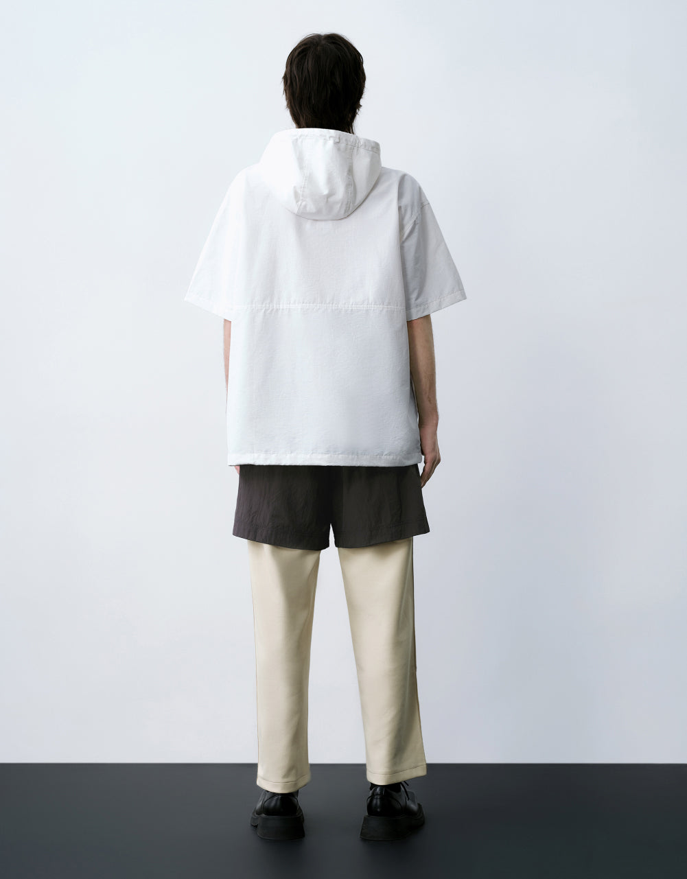 Hooded Zip Half Placket Overhead Shirt