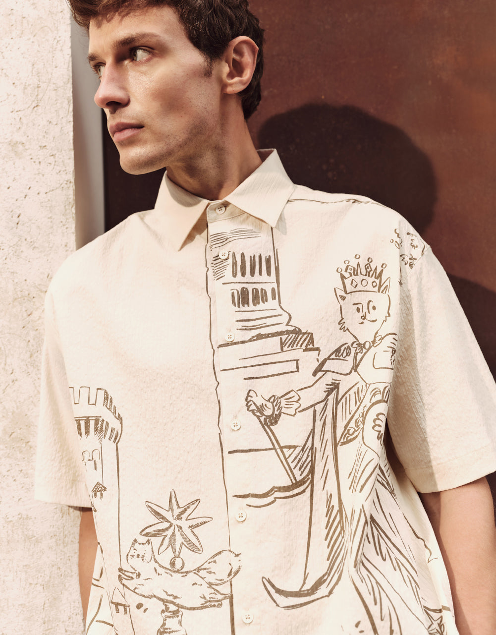 Button Up Printed Loose Shirt