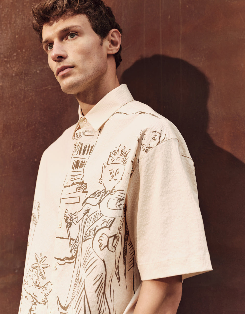 Button Up Printed Loose Shirt