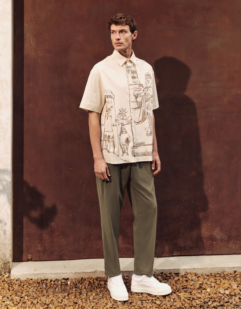 Button Up Printed Loose Shirt