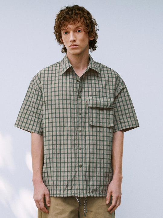 Checkered Short Sleeve Flap Pocket Shirt