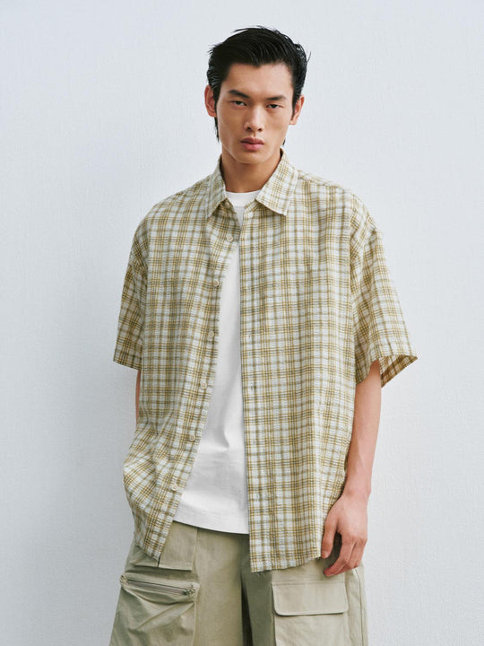 Checkered Short Sleeve Shirts With Lightweight Fabric