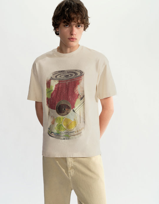 Can Printed Crew Neck T-Shirt