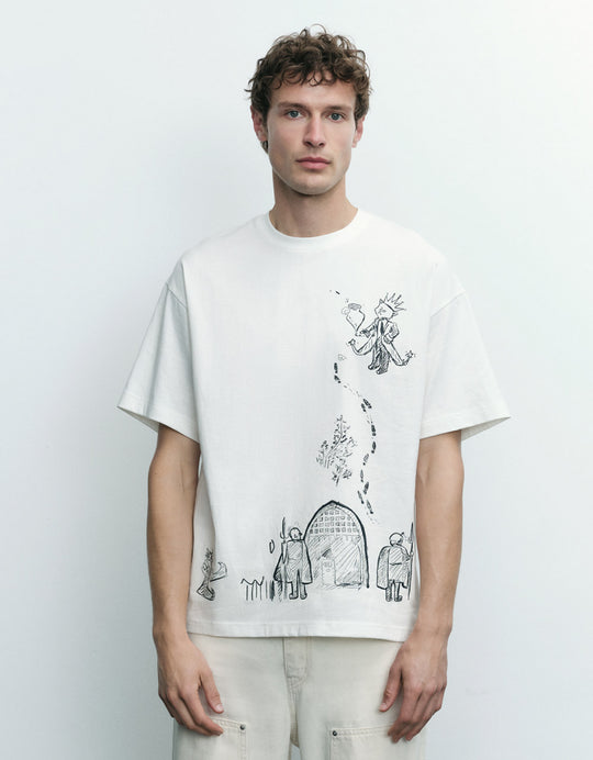 Cartoon Printed Crew Neck T-Shirt