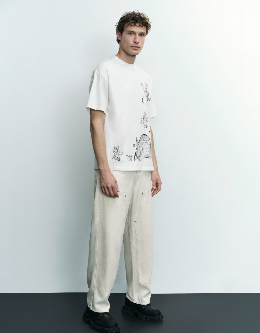 Cartoon Printed Crew Neck T-Shirt