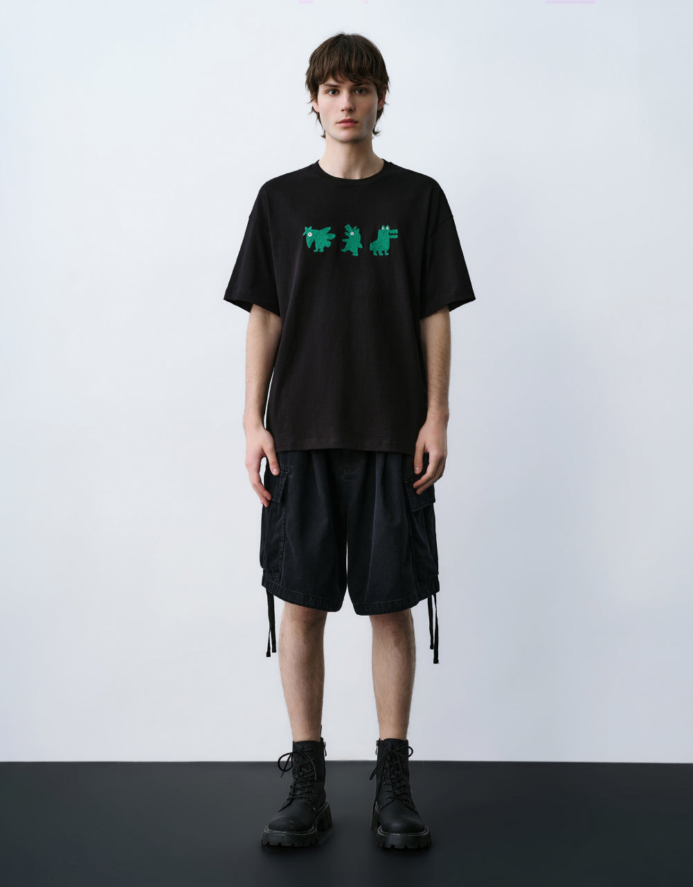 Crocodiles Embossed Crew Neck T-Shirt