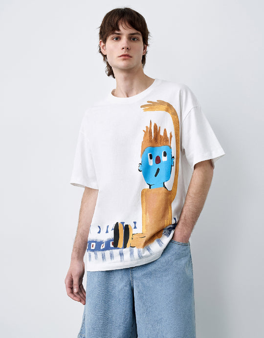 Cartoon Printed Crew Neck T-Shirt