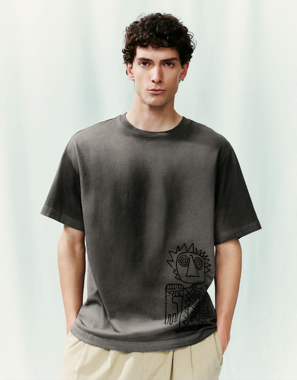 Printed Crew Neck Loose T-Shirt