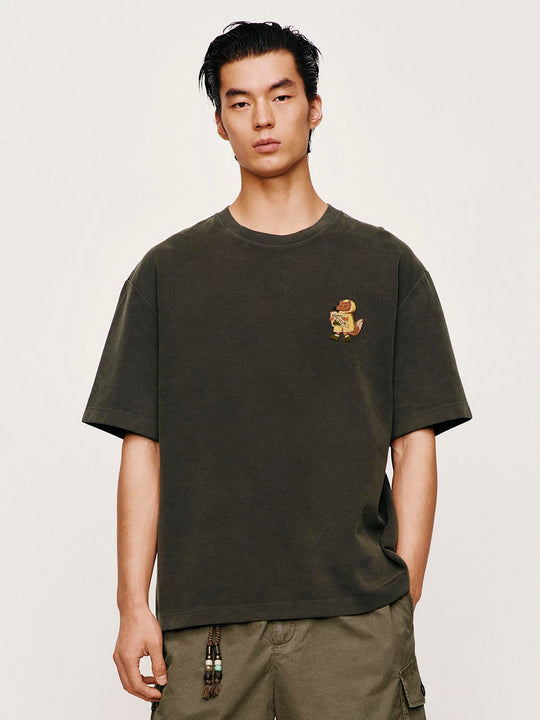 Cotton Chest Embroidered Mascot T-Shirts