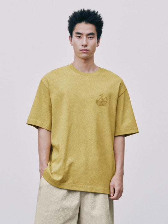 Embroidered Cotton Crew Neck T-shirt