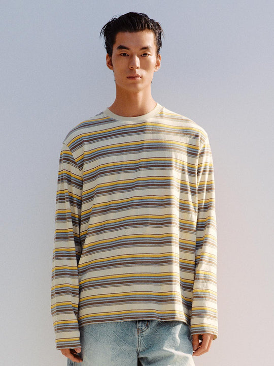 Striped Cotton Linen Long Sleeve T-shirt