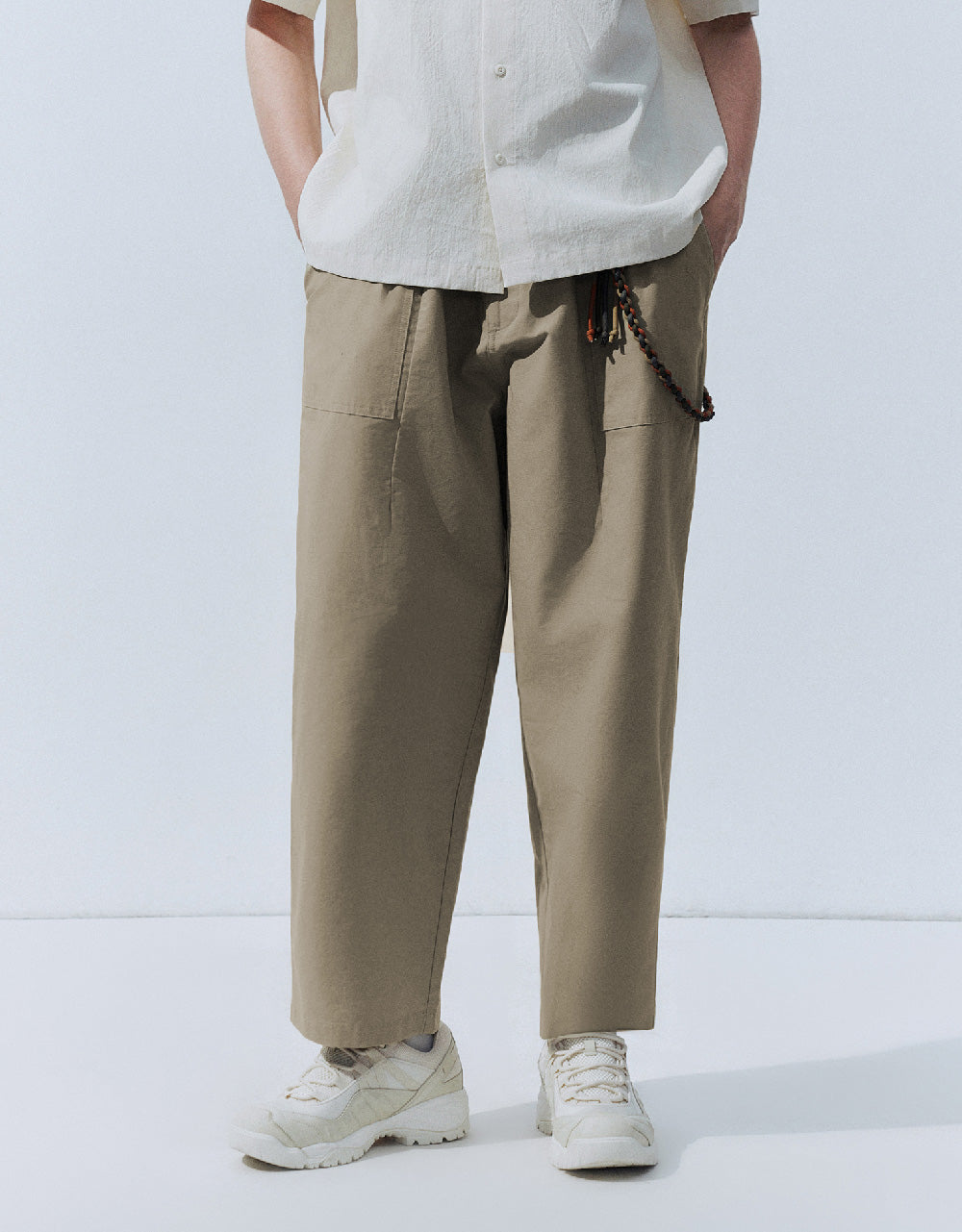 Drawstring Waist Straight Pants