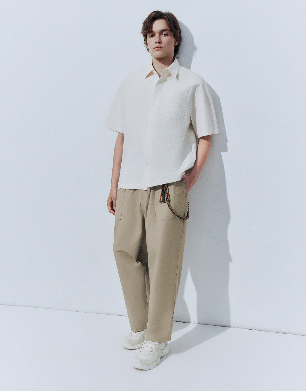 Drawstring Waist Straight Pants