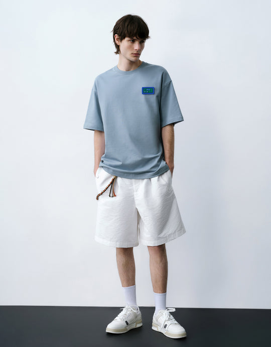 Elastic Waist Shorts With Braided Rope