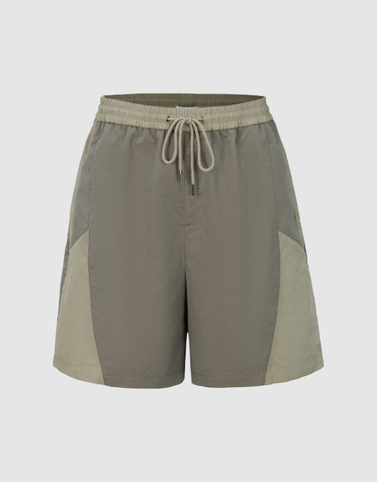 Drawstring Waist Colorblocks Shorts