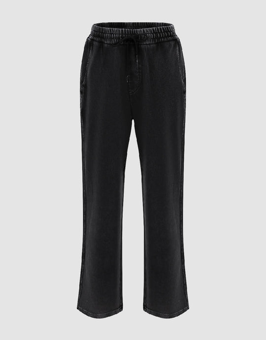 Drawstring Waist Knitted Straight Pants