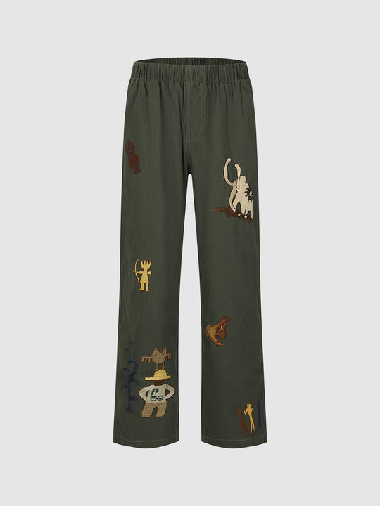 Printed Straight Pants