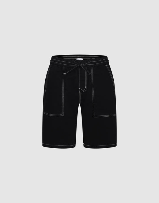 Drawstring Waist Denim Shorts