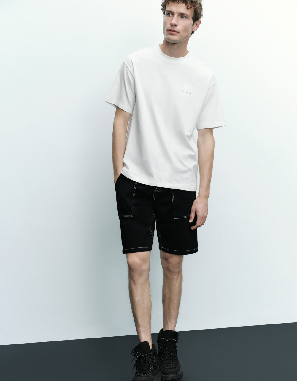 Drawstring Waist Denim Shorts
