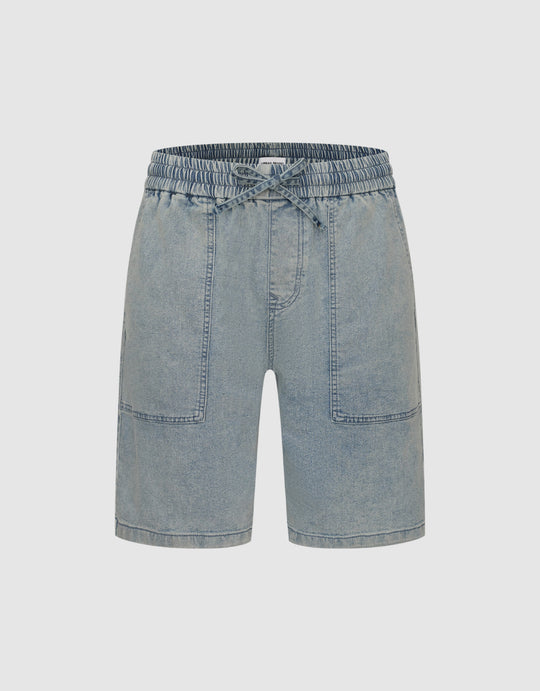 Drawstring Waist Denim Shorts