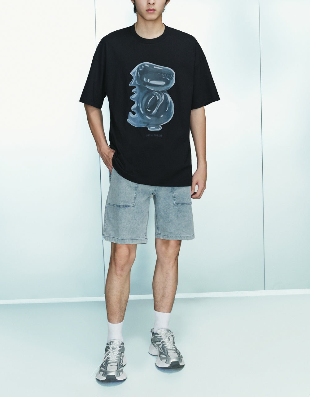 Drawstring Waist Denim Shorts