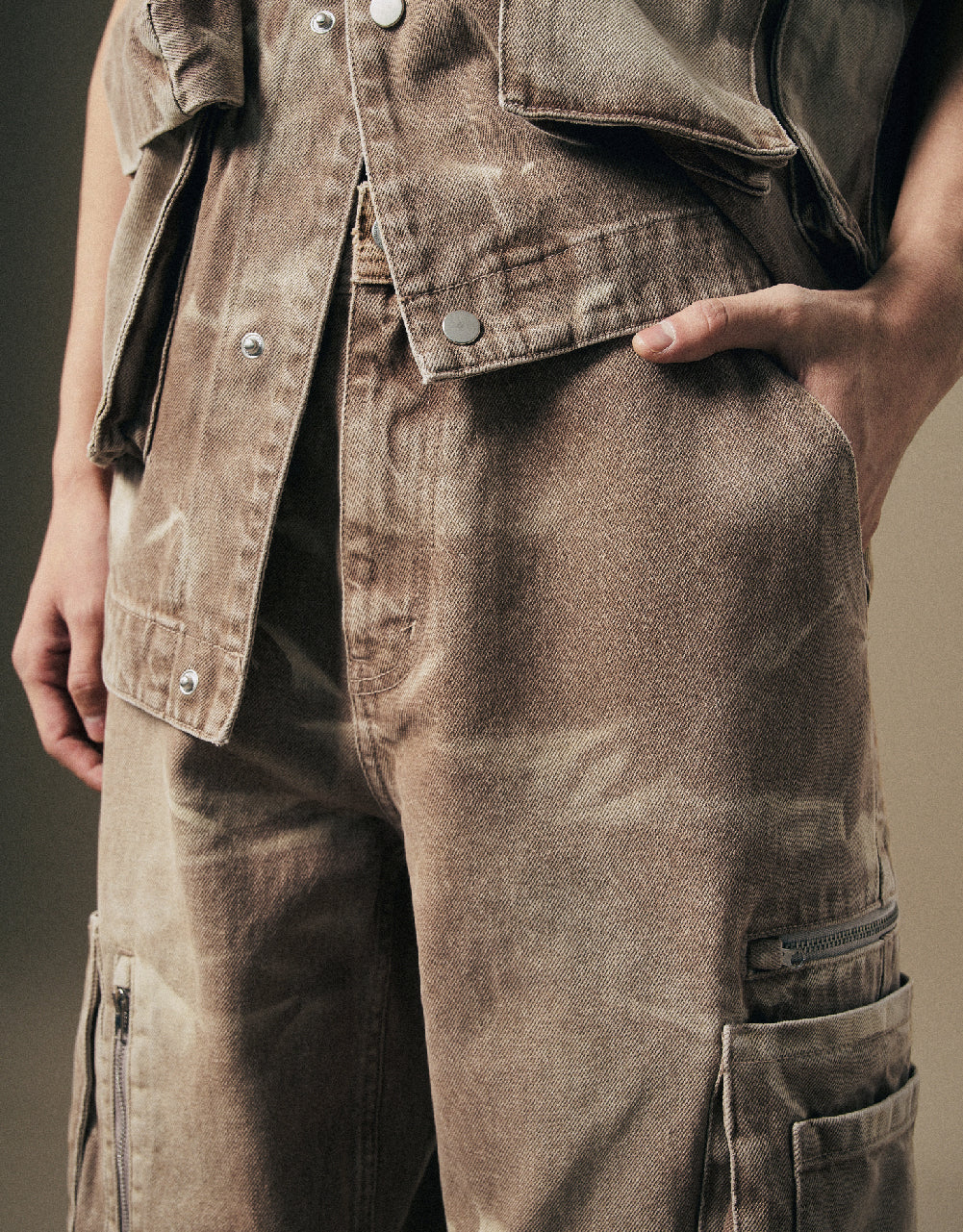 Multi-Pocket Straight Jeans
