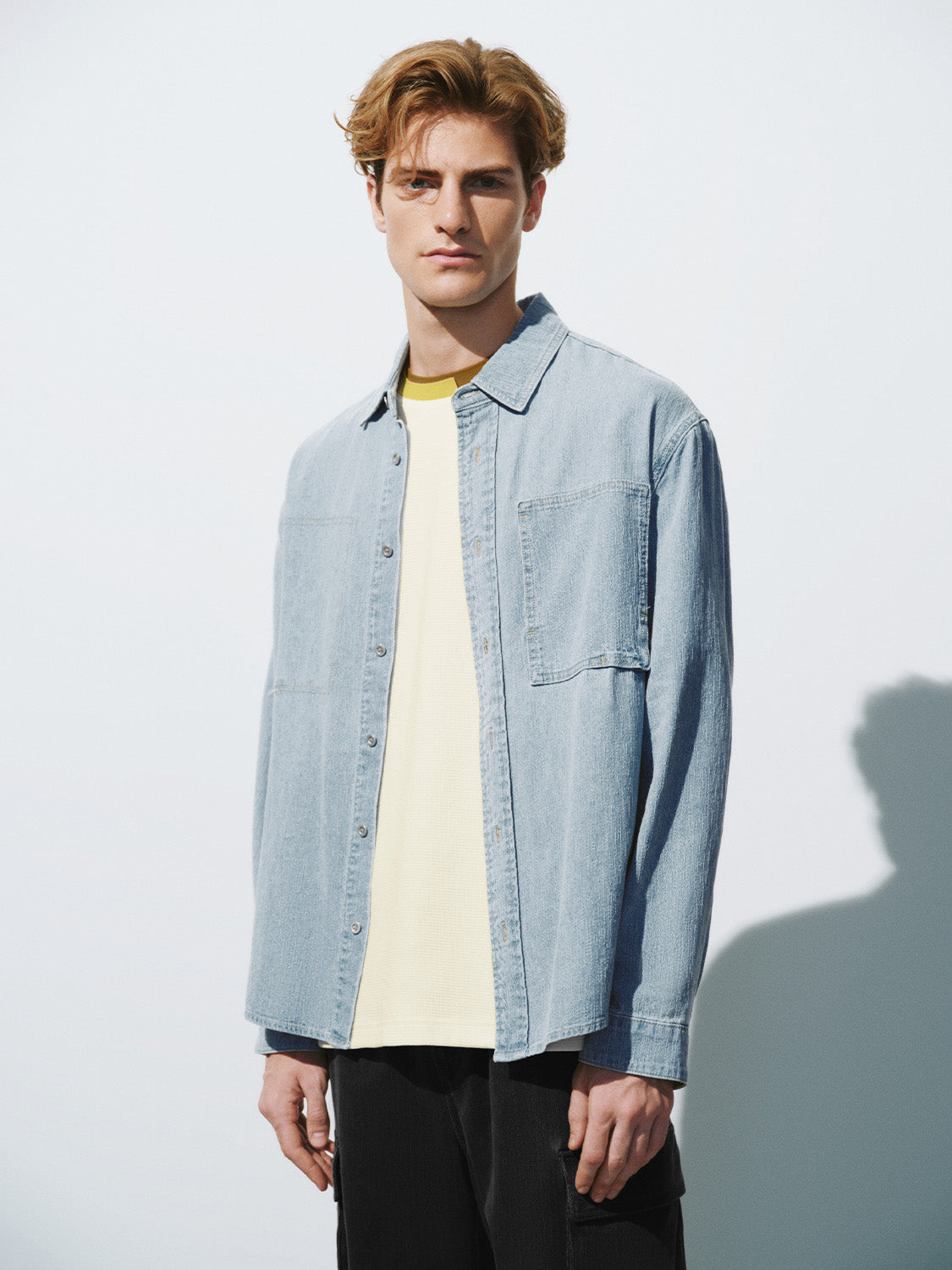 Press Button Loose Denim Shirt