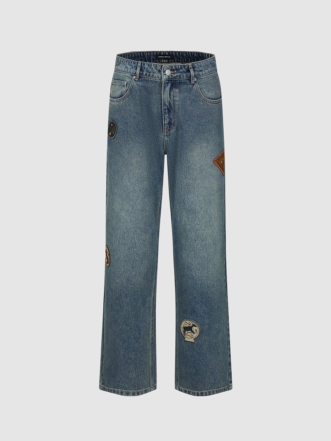Embroidered Wide Leg Jeans