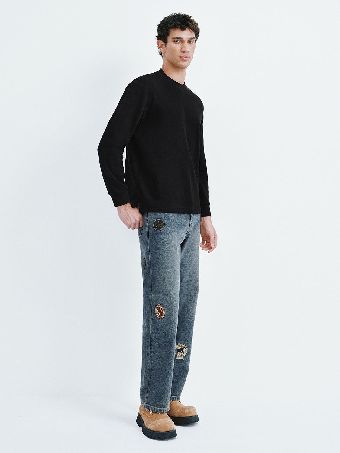 Embroidered Wide Leg Jeans