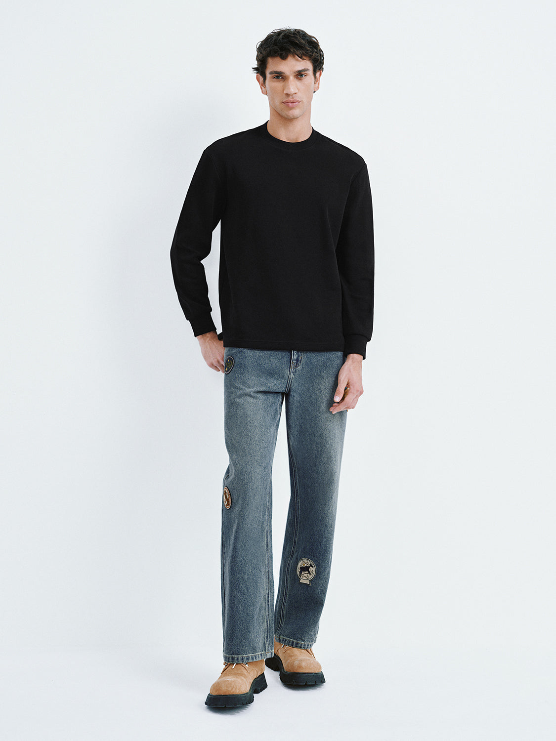 Embroidered Wide Leg Jeans