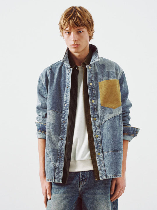 Contrast Patch Denim Shirts