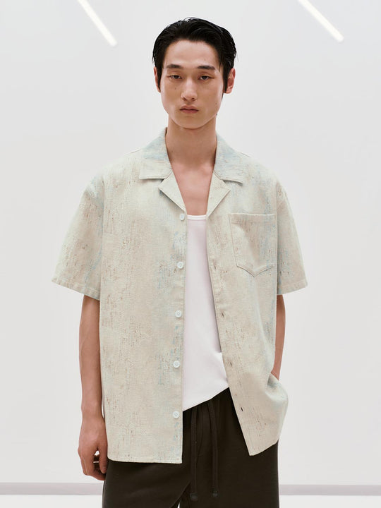 Patch Pocket Short Sleeve Button Down Denim Shirts