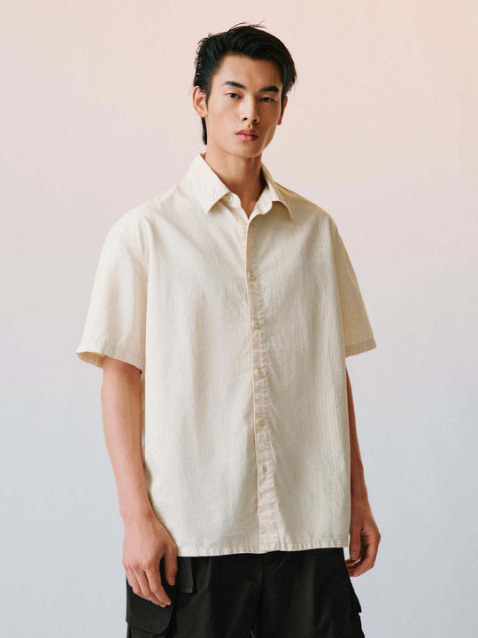 Cotton Loose Fit Short Sleeve Button Down Shirt