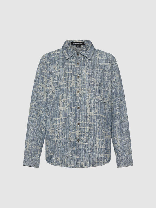 Textured Abstract Print Regular Long Sleeve Shirt